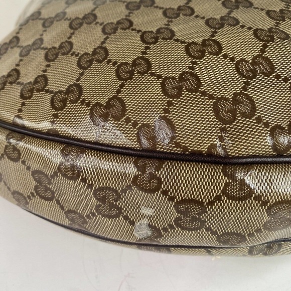 Gucci duchessa Hobo GG Logo, Crystal Coated canvas Bag , Beige Brown , Damaged - Picture 3 of 16